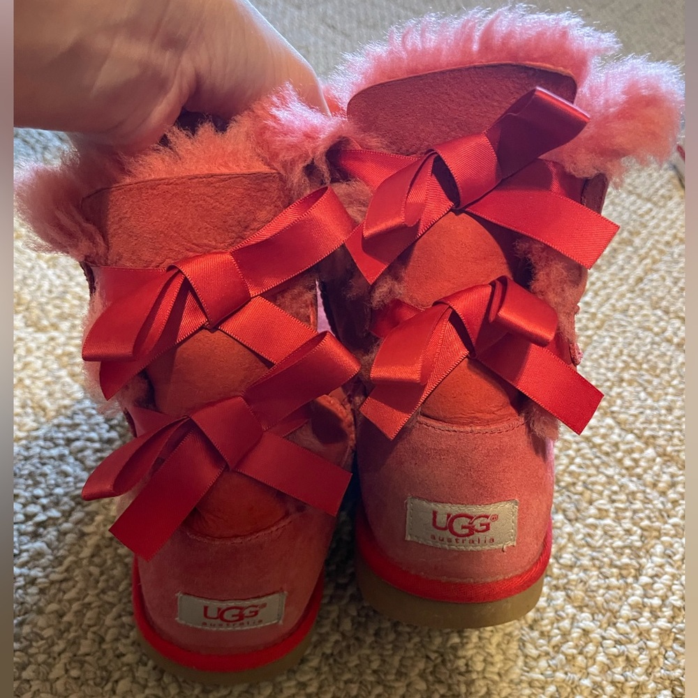 UGG Bailey pink sheepskin bow boots